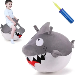 Kids White Shark Hopper Ball, Toddler Ride on Bounce Toy,