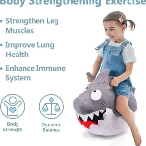 Kids White Shark Hopper Ball, Toddler Ride on Bounce Toy,